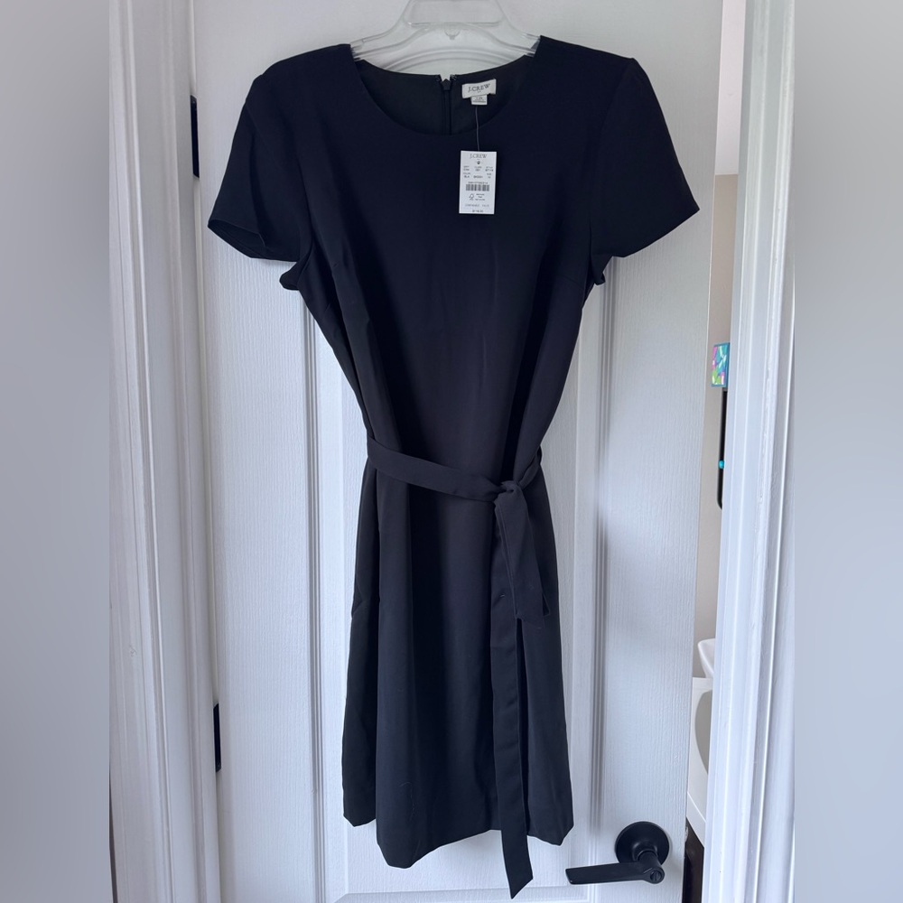 J. Crew Black Sheath Suiting Dress with Crew Neck